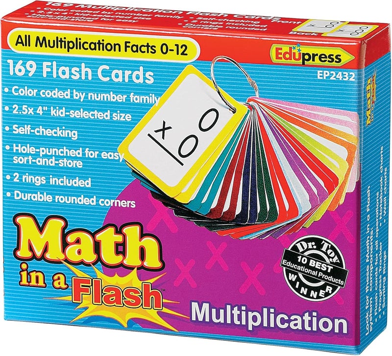 Edupress Math in a Flash™ Multiplication Flash Cards - 169 Color-Coded Cards for Learning Math Facts 0-12 - Image 1