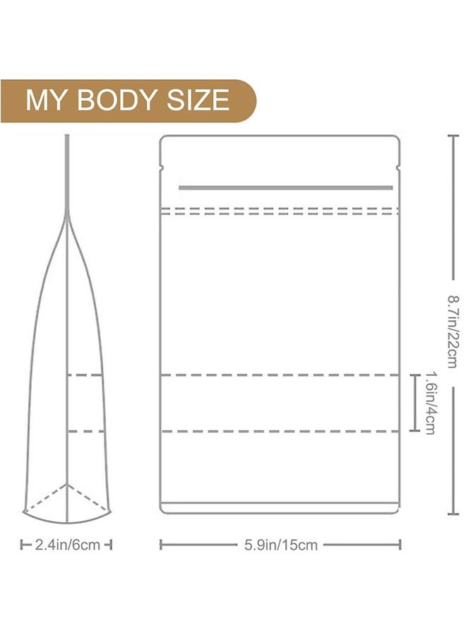 100 قطعة من أكياس كرافت مع نافذة شفافة وأكياس قابلة لإعادة الإغلاق وأكياس قائمة وأكياس قهوة وأكياس قابلة للإغلاق للتعبئة وأكياس قائمة بسحاب للاستخدام المنزلي أو التجاري (15*22*4 سم) - Image 2