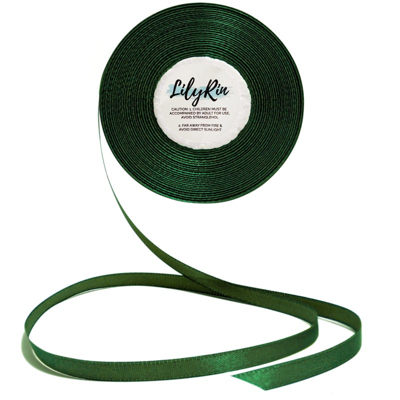 Dark Green Ribbon 14 Inches 36 Yards Satin Roll Perfect for Scrapbooking Art Wedding Wreath Baby Shower Packing Birthday Wrapping Christmas Gifts