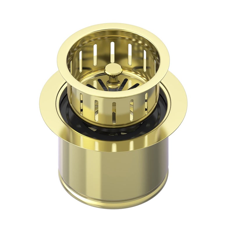 BOTEMY Extended Garbage Disposal Flange Basket Strainer Stopper Deep 304 Stainless Steel Kitchen Sink Flange Stopper for 312 Inch Standard Sink Drain Hole Gold Deep Sink Disposal Strainer