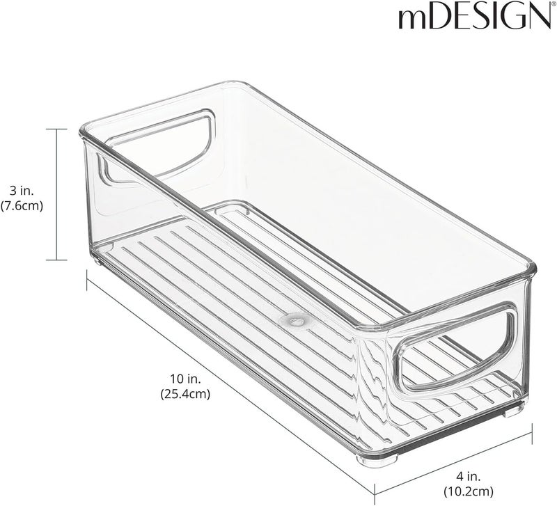 m-design Small Plastic Office Storage Container Bins with Handles for Organization in Filing Cabinet, Closet Shelf, or Desk Drawers, Organizer for Notes, Pens, Pencils, Ligne Collection, 2 Pack - Clear - Image 3