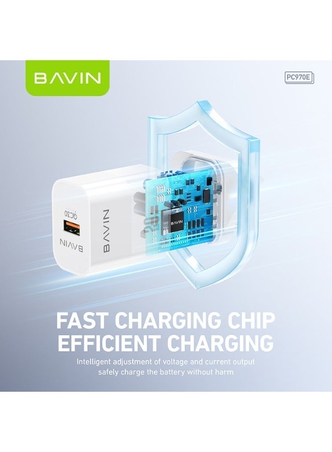 BAVIN 20W QC3.0 Fast Charging WHITE/BLACK Includes cable - Image 3