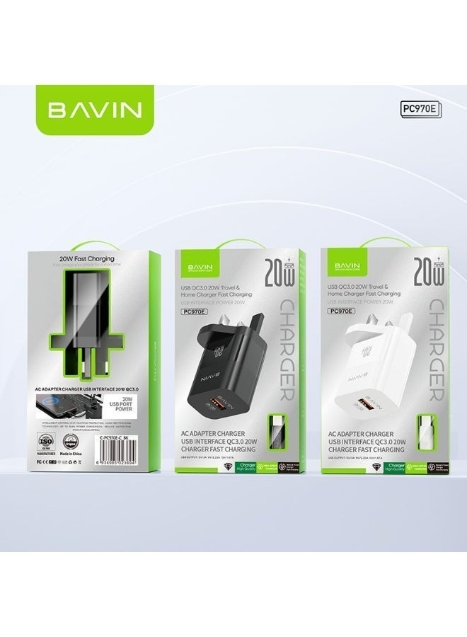 BAVIN 20W QC3.0 Fast Charging WHITE/BLACK Includes cable - Image 1