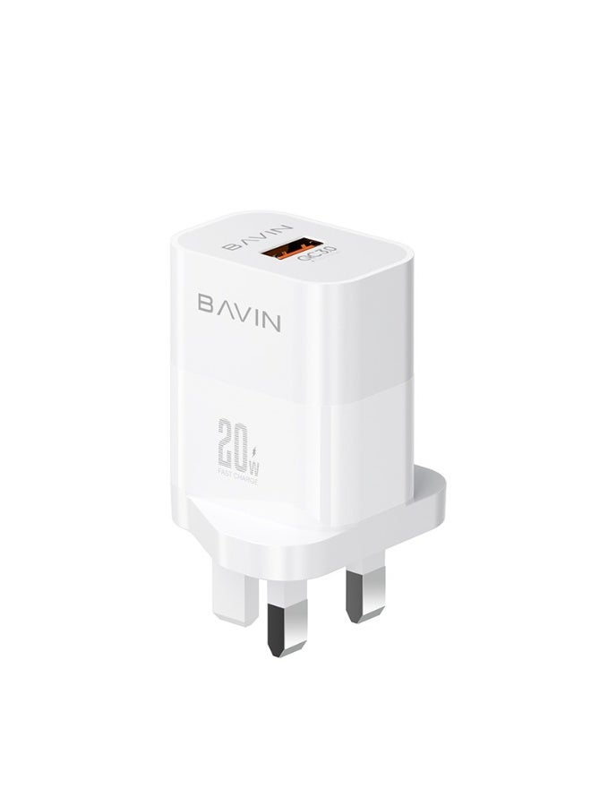 BAVIN 20W QC3.0 Fast Charging WHITE/BLACK Includes cable - Image 2