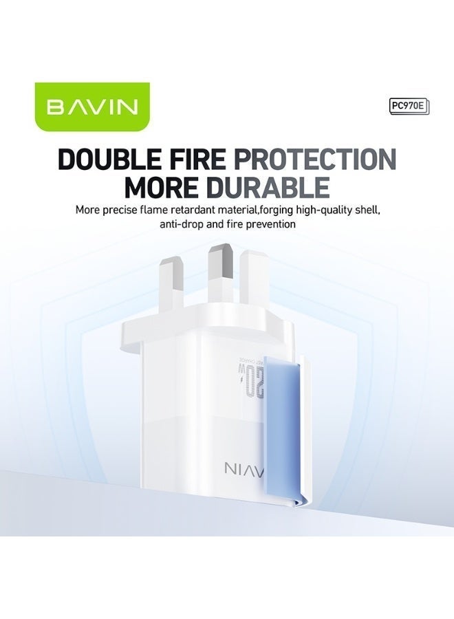 BAVIN 20W QC3.0 Fast Charging WHITE/BLACK Includes cable - Image 4