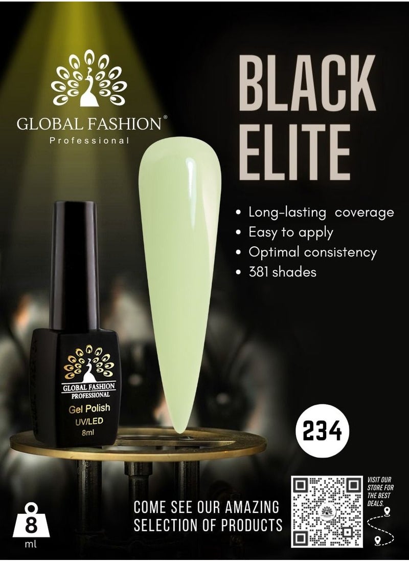 GLOBAL FASHION Global Fashion Black Elite Gel Polish | 132 Colors of Long-Lasting Elegance - 8ml | 234  - Image 2