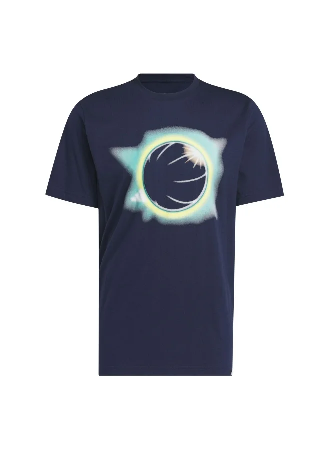 اديداس تيشيرت أديداس رجالي أزرق برسومات