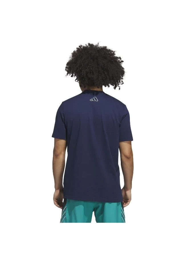 Adidas NINDIG Adidas Novelty Tee 3 Blue Graphic Tee (Short Sleeve) T-Shirts For Men for Men | Best Price UAE