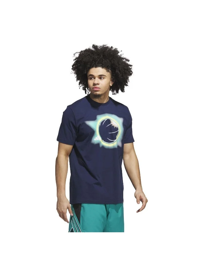 Adidas NINDIG Adidas Novelty Tee 3 Blue Graphic Tee (Short Sleeve) T-Shirts For Men for Men | Best Price UAE