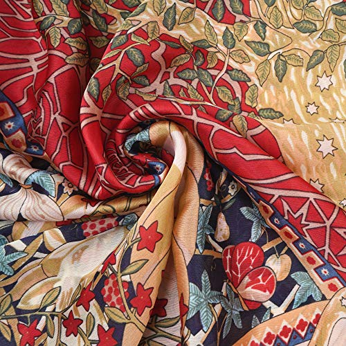 YOUR SMILE Ladies/Women's Lightweight Floral Print/Solid Color mixture Shawl Scarf For Spring Summer season (Red Bohemian) - Image 4