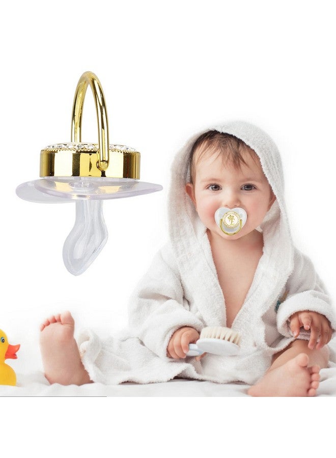 Focket Pacifier Clips Baby Girl, 26 Letter Rhinestone Baby Pacifier with Name Initial Letter, Curved Bling Pacifier for Girl, Newborn Baby Girl Pacifiers Clips, Baby Shower Birthday Gifts (E) - Image 1