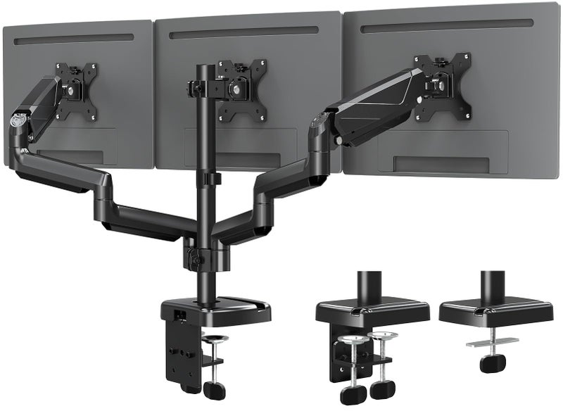 MOUNTUP Triple Monitor Mount, Triple Monitor Desk Mount for Max 27 inch Computer Screens, 3 Monitors Stand for Desk, Monitors Arm with Swivel, Tilt, Rotation, Each Arm Holds 4.4-19.8 lbs - Image 1