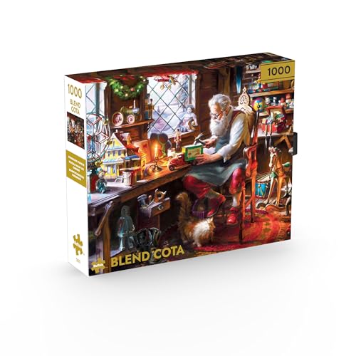 Buffalo Games Santa in His Workshop 1000 Piece Jigsaw Puzzle Premium Gold Collection Giftable Puzzle for Adults PrecisionCut Pieces Beautiful Artwork - Image 1