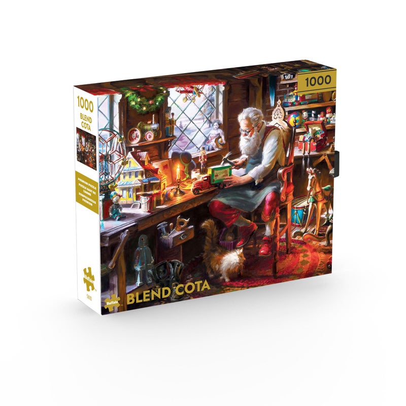 Buffalo Games Santa in His Workshop 1000 Piece Jigsaw Puzzle Premium Gold Collection Giftable Puzzle for Adults PrecisionCut Pieces Beautiful Artwork - Image 3