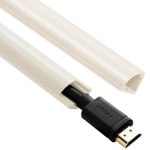 ZhiYo 136in Corner Cable Concealer, Corner Cord Hider for One Cord, Wire Covers for Cords, Paintable Corner Cord Cover, Cable Management Channel Cable Raceway for Wall, Floor Baseboard, Ceiling -Beige - Image 1