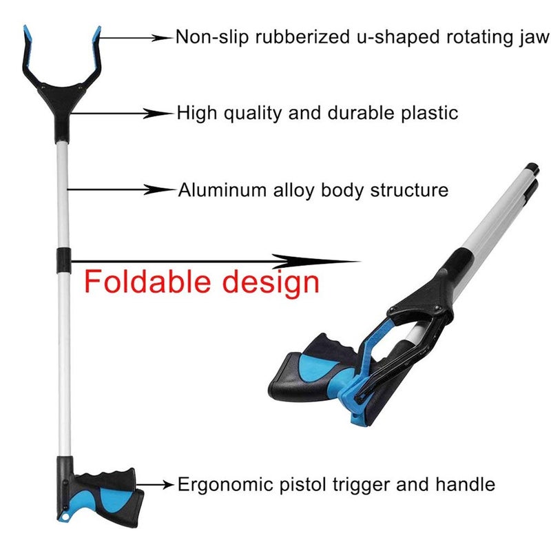 Xemz Grabber Reacher Tool 33 Foldable Extender Gripper Tool Claw Garbage Picker Elderly Disabled Handicap Arm Extension Reaching Assist Tool Ergonomic Heavy Duty Handle Trash Reacher Pick up Tool 2  - Image 3