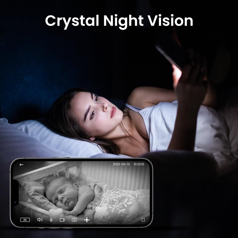 Cinnado 2K Indoor Security Camera-Baby Monitor with 2.4G WiFi Camera and Audio, Siren/Night Vision for Home/Pet/Nanny/Cat, 24/7 SD Card Storage, Cloud (Optional), Compatible with Alexa & Google Home, D1 2P - Image 4