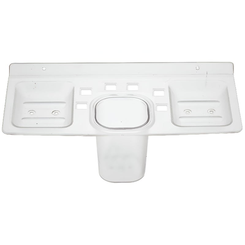New Ware Toothbrush Toothpaste Soap Dish Bathroom Organizer Stand | ABS Unbreakable 4 in 1 Multipurpose Double Soap Stand with Tumbler Holder Sleek Design Bathroom Accessories for Bathroom & Kitchen - Image 1
