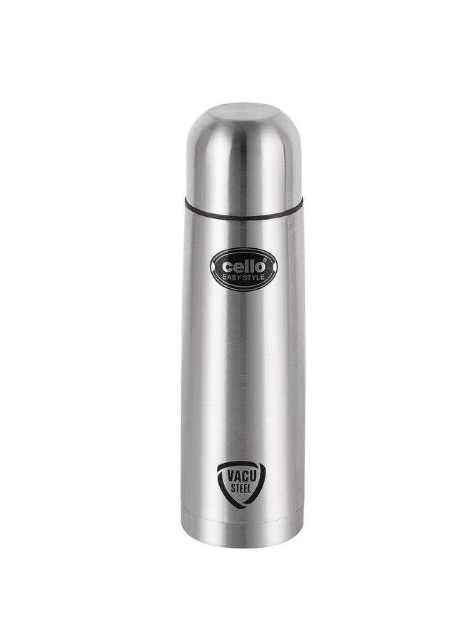 Cello Cello Easy Style Vacuum Insulated Flask with Jacket | Hot and Cold Water Bottle | Double Walled Stainless Steel Bottle for Travel, Home, Office, School | 500ml, Silver  - Image 2