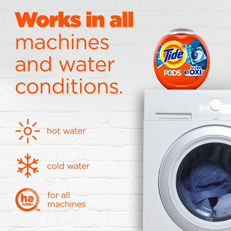 Tide 4-n-1 Ultra Oxi PODS Laundry Detergent Pacs, 32 Count, HE Compatible, Built in Pre-Treater for Stains - Image 4