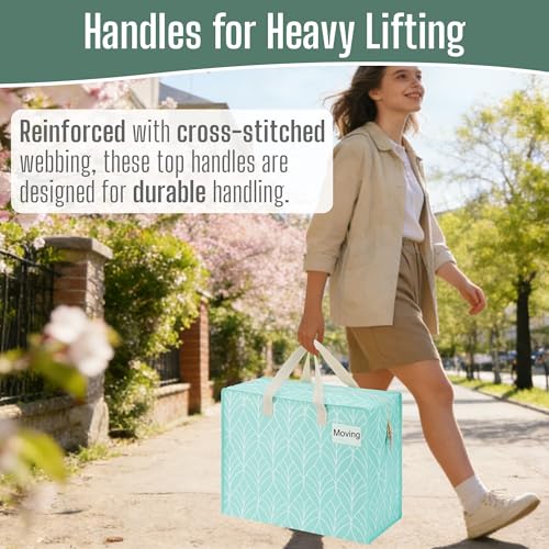 VENO 4 Pack Heavy Duty Moving Bags, Storage Bags, Packing Supplies, Top Zipper, Storage Totes for Camping, Clothes, Bedding, Comforters, Pillows (13 Gallon,Evergreen, 4 Pack) - Image 4