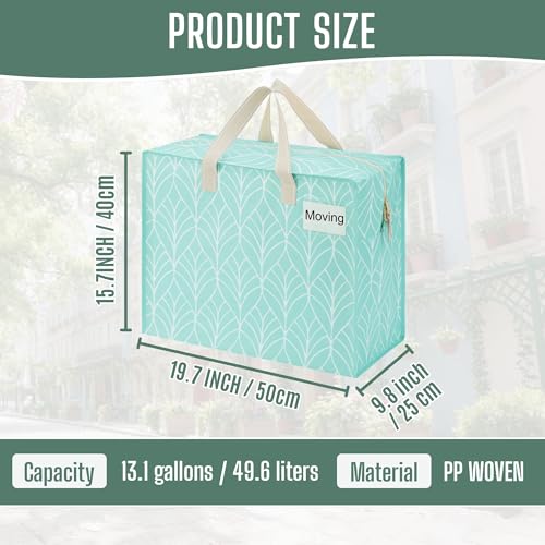 VENO 4 Pack Heavy Duty Moving Bags, Storage Bags, Packing Supplies, Top Zipper, Storage Totes for Camping, Clothes, Bedding, Comforters, Pillows (13 Gallon,Evergreen, 4 Pack) - Image 3