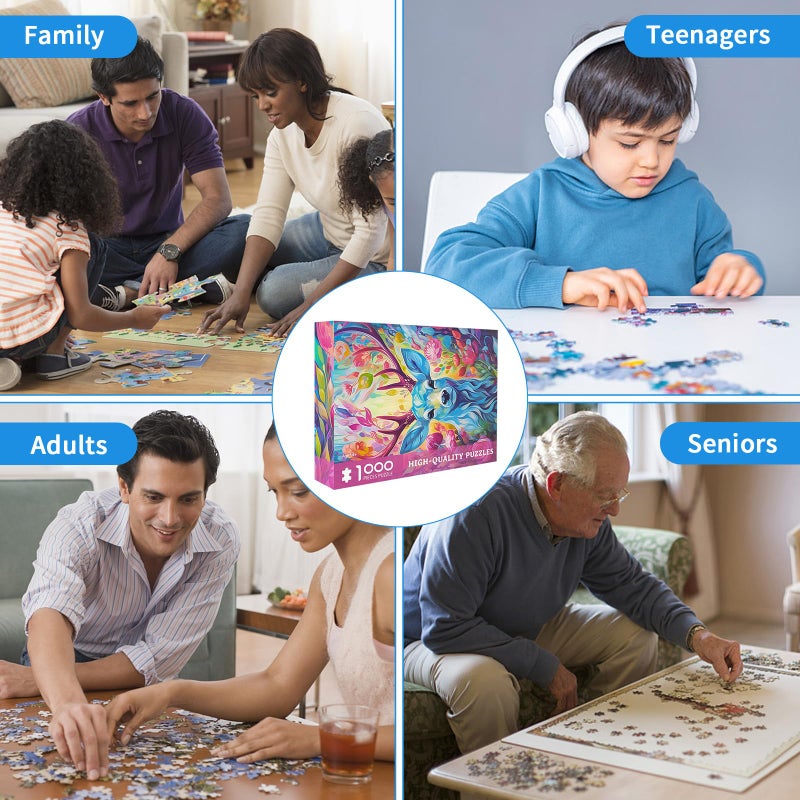 Chengqism 1000 Piece Colorful Deer Jigsaw Puzzle  Premium Quality Cardboard  Anti-Glare Surface  Perfect For Adults & Home Decoration - Image 5