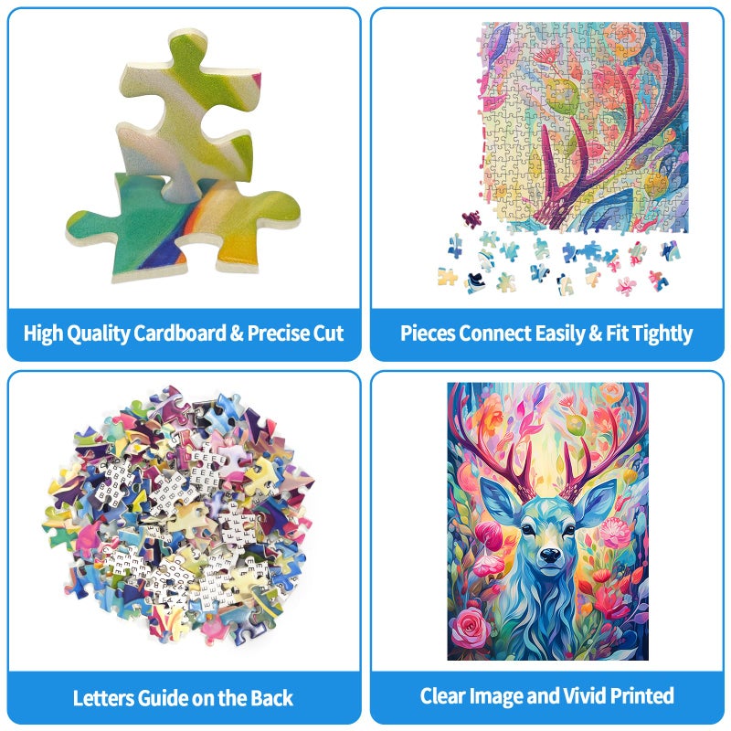 Chengqism 1000 Piece Colorful Deer Jigsaw Puzzle  Premium Quality Cardboard  Anti-Glare Surface  Perfect For Adults & Home Decoration - Image 2