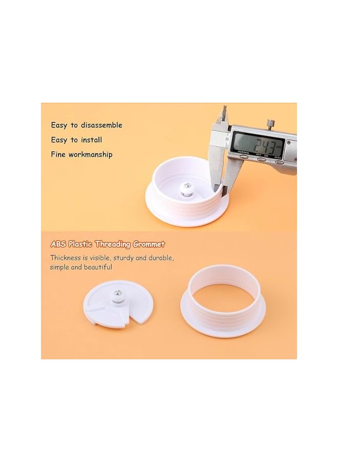 PROMASS promass Desk Hole Cover for Cable, 20 Pack 6cm ABS Plastic Desk Port Hole Cover, Removable Hole Cover Computer Desk Cord Organizer, Desk Circular Cable Ring with Hole Saw, Desk Grommet for Office - Image 3