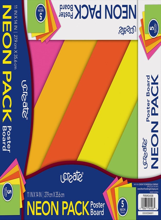 إنشاء لوحة ملصقات نيون من يو كرييت، 5 ألوان متنوعة، نيون، 11 بوصة × 14 بوصة، 5 أوراق - Image 1