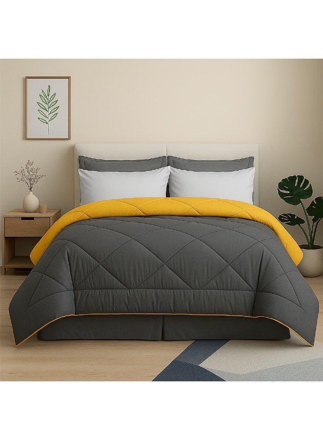 طيبة اشترى قطعتين واحصل على قطعتين مجانا، لحاف دبل فيس شتوي وجهين، طيبة، 160*235 سم، جراي& يلو ، 4قطع - Image 2