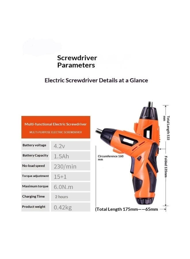 47 Piece 4.2V Cordless Lithium Ion Screwdriver Kit Multi-Purpose Mini Screwdriver Set with Reversible Motor & 90° Rotation - Image 4