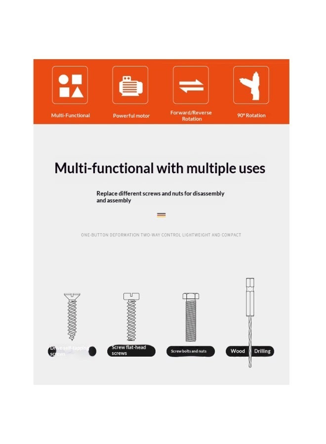 47 Piece 4.2V Cordless Lithium Ion Screwdriver Kit Multi-Purpose Mini Screwdriver Set with Reversible Motor & 90° Rotation - Image 5