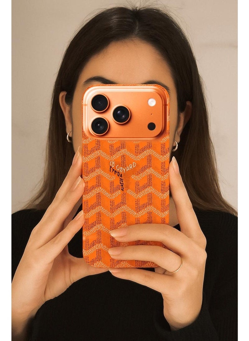 GOYARD IPhone 17 Pro Orange Goyard Style Case - Image 1