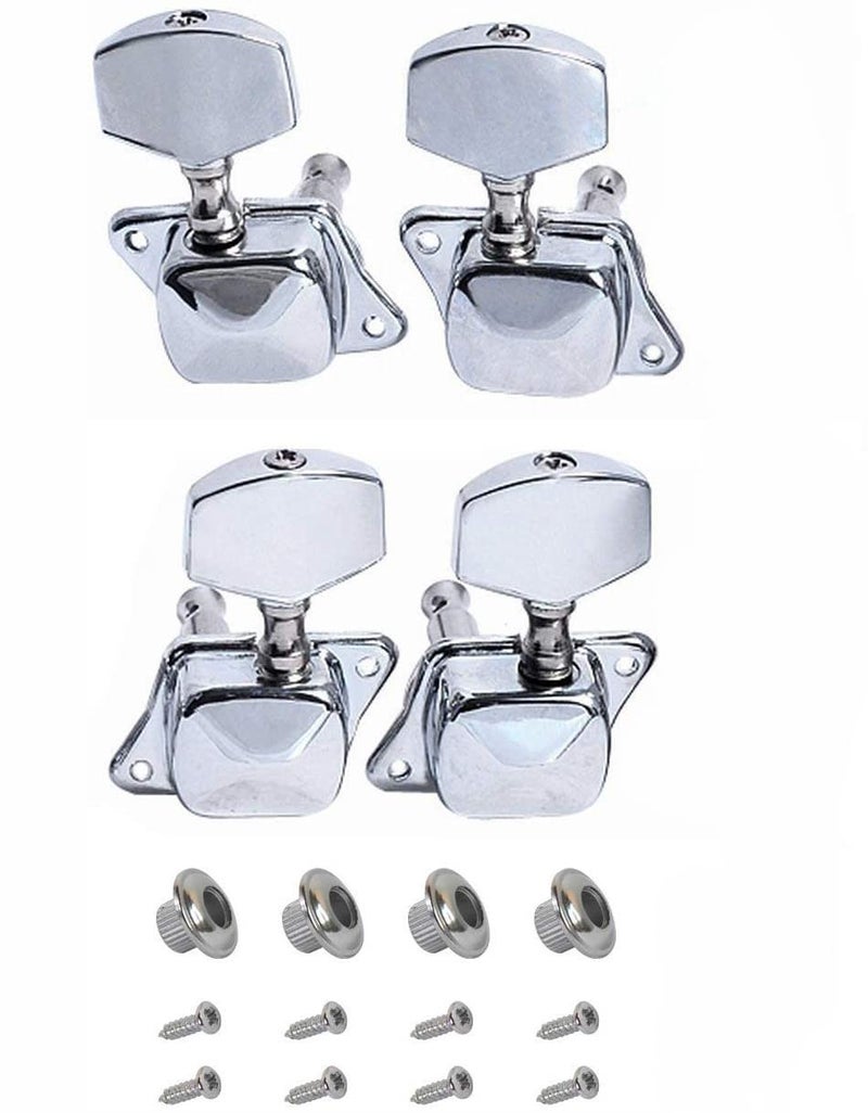 Mozart Tuning Pegs Silver for Acoustic Guitar – 2R+2L (4 PCS) Chrome Plated Machine Heads | Durable Metal Tuners Keys with Screws & Ferrules - Image 4