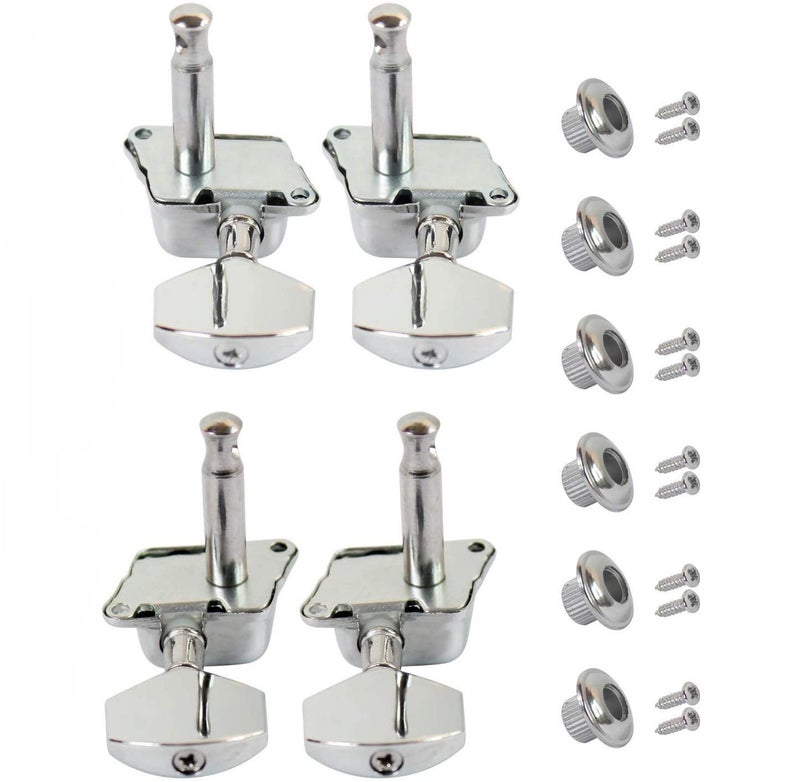Mozart Tuning Pegs Silver for Acoustic Guitar – 2R+2L (4 PCS) Chrome Plated Machine Heads | Durable Metal Tuners Keys with Screws & Ferrules - Image 2