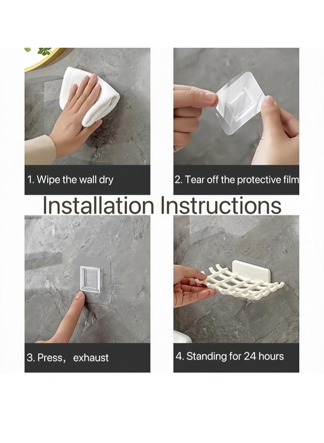 شيبشيب حامل صابون بار لجدار الدش، صحن صابون لاصق بدون حفر مع خطافات، حامل صابون مقاوم للماء مثبت على الحائط لحوض الاستحمام وحوض المطبخ (أبيض) - Image 4