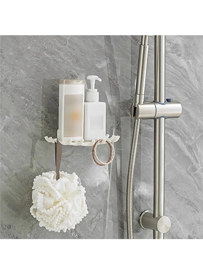 شيبشيب حامل صابون بار لجدار الدش، صحن صابون لاصق بدون حفر مع خطافات، حامل صابون مقاوم للماء مثبت على الحائط لحوض الاستحمام وحوض المطبخ (أبيض) - Image 5