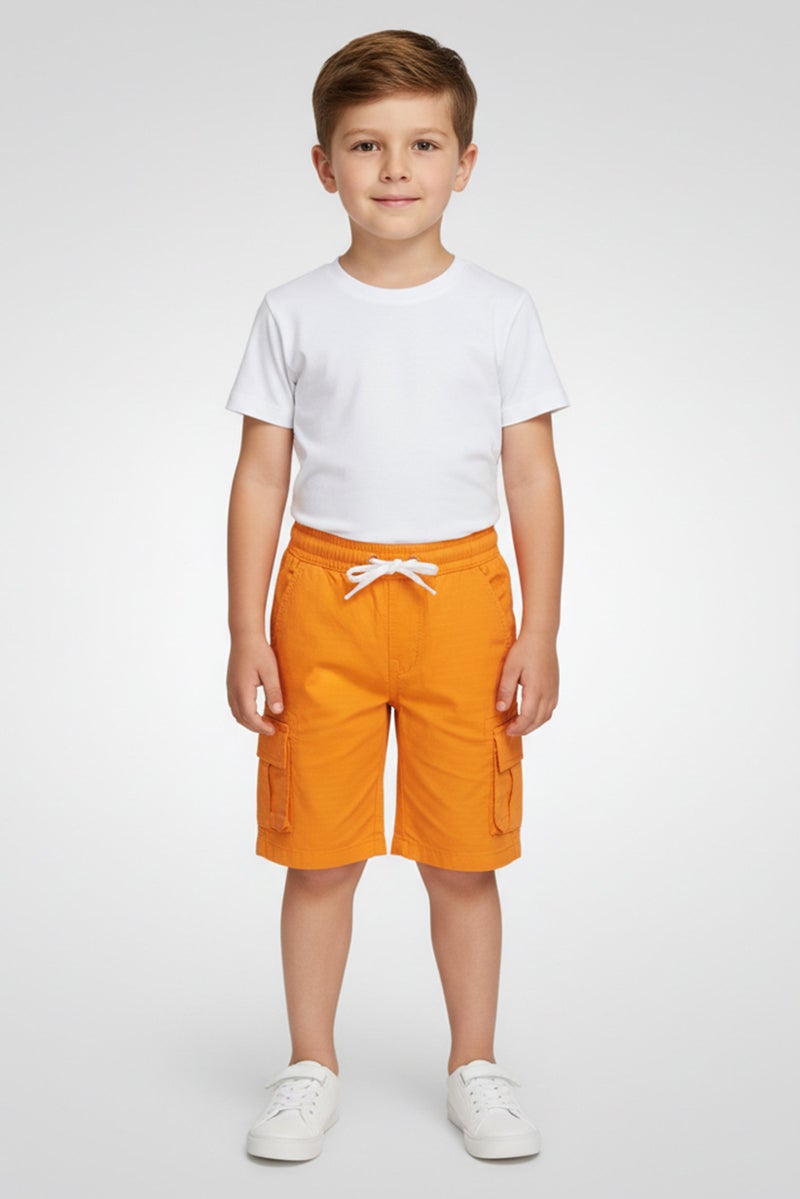 Hamleys Toddlers Boy Drawstring Plain Basic Shorts, Orange - Image 1