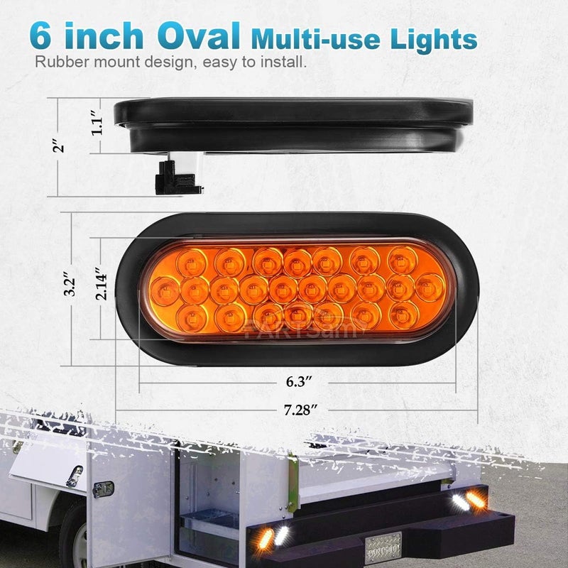 Partsam 2pcs 6" Amber LED Trailer Lights - Image 5