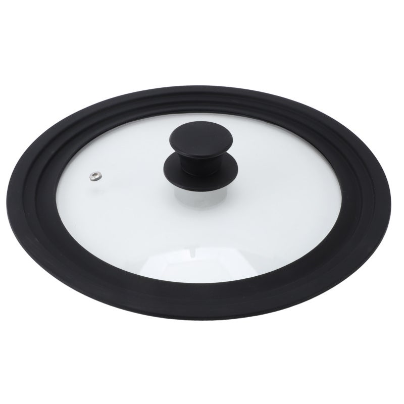 Round Tempered Glass Pot Lid: 24cm 26cm 28cm Universal Size - Heat Resistant Silicone Rim Pan Cover for Home Kitchen Cooking - Image 1