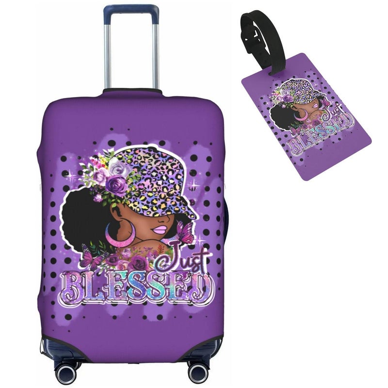 Travel Suitcase Protector African American Girl Elastic Protective Washable Luggage Cover With Concealed Zipper Suitable For 18-32 Inch(M (for 22-24 inch luggage)) - Image 1