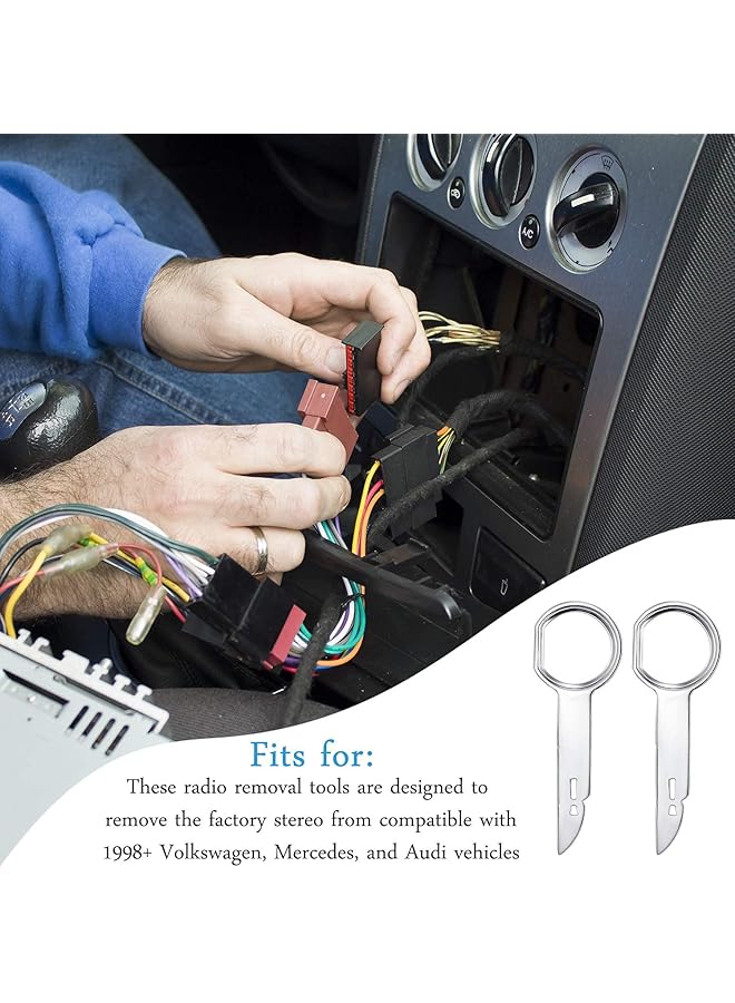 Excefore Car Radio Removal Tool Key, Radio Removal Tool Key Set With Easy Grip Handles, Car Cd Dvd Host Key Disassembly Tool For Ford, Mercedes And Audi (8Pcs) - Image 4