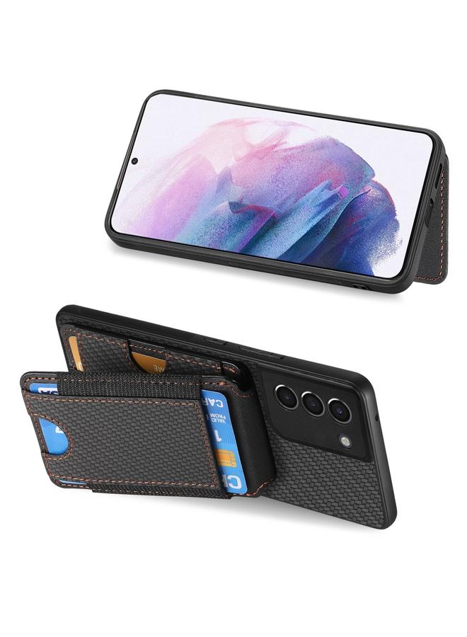 اس-توب جراب لهاتف Samsung Galaxy S21+ 5G مصنوع من ألياف الكربون مع حامل عمودي قابل للطي - Image 5