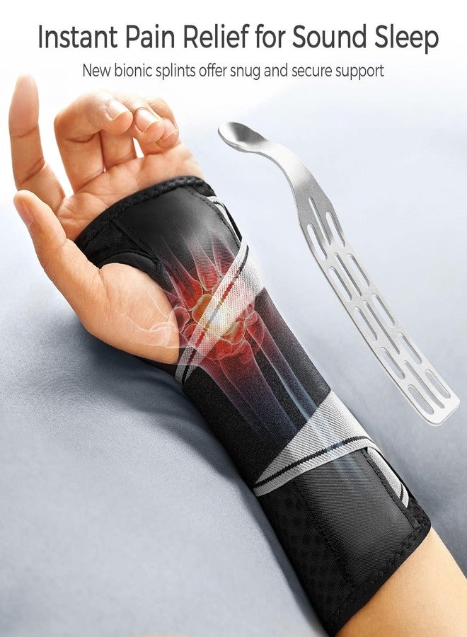 فري تو دعامة المعصم FREETOO لالتهاب الأوتار، دعم ليلي مناسب لليد اليمنى للعمل، جبيرة معصم لتخفيف الألم لالتهاب المفاصل، والالتواء أثناء النوم، دعامة يد لمتلازمة النفق الرسغي للنساء والرجال (يمين، كبير/كبير جدًا، أسود/رمادي) - Image 2