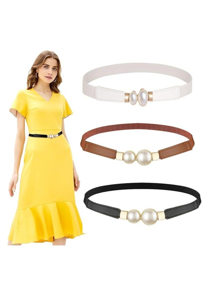 أوزيغالور 3 حزمة أربطة الخصر الشريحة الرقيقة للنساء، أربطة الفساتين الممتدة باللؤلؤ المغلف، أربطة موضة - Image 1