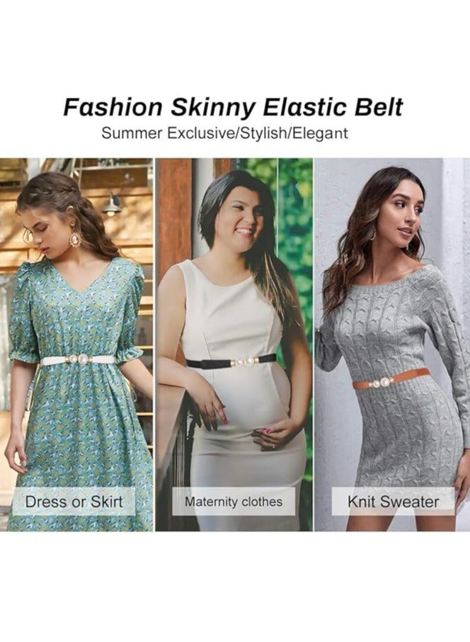 أوزيغالور 3 حزمة أربطة الخصر الشريحة الرقيقة للنساء، أربطة الفساتين الممتدة باللؤلؤ المغلف، أربطة موضة - Image 3