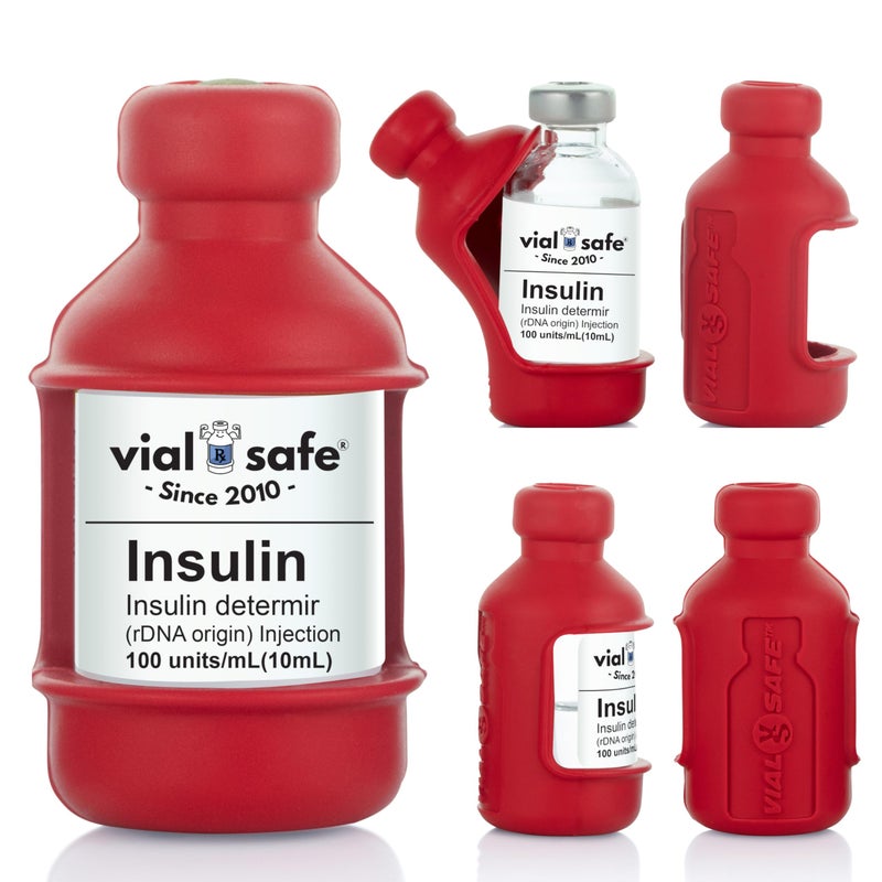 VIAL SAFE Insulin Vial Protector Case Secure Insulin Bottle Protector Cover for 10mL Vials Fits HumalogHumulinNovoLogNovoRapidNovolin 2Pack Red - Image 3