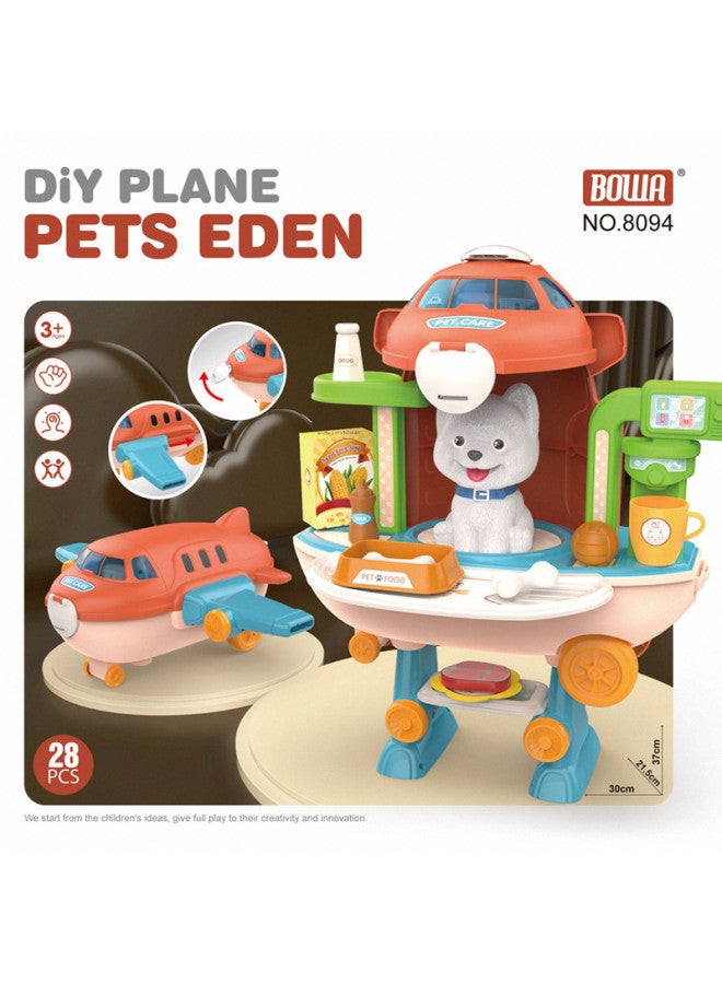 Children Play House Cartoon Aircraft Medical Equipment Pet Tableware Tool Dresser Suit Toys-Color:8093 Aircraft Tableware Table - Image 5