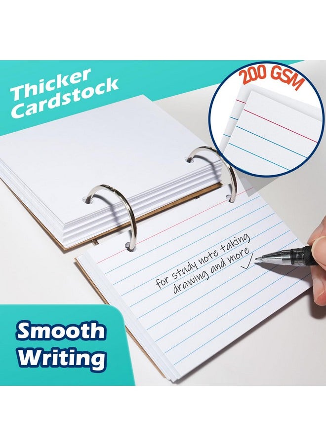 Olivo - Index Card Binder Refills, White 3X5 Lined Index Cards With Ring, 2 Holes Punched, 100 Count - Image 1